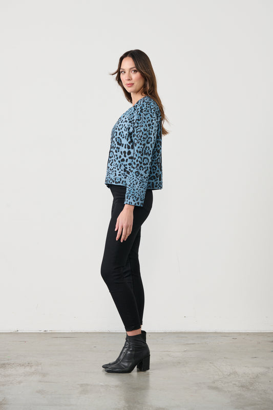 CAJU ANIMAL PRINTED JACKET IN BLUE