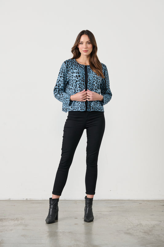 CAJU ANIMAL PRINTED JACKET IN BLUE