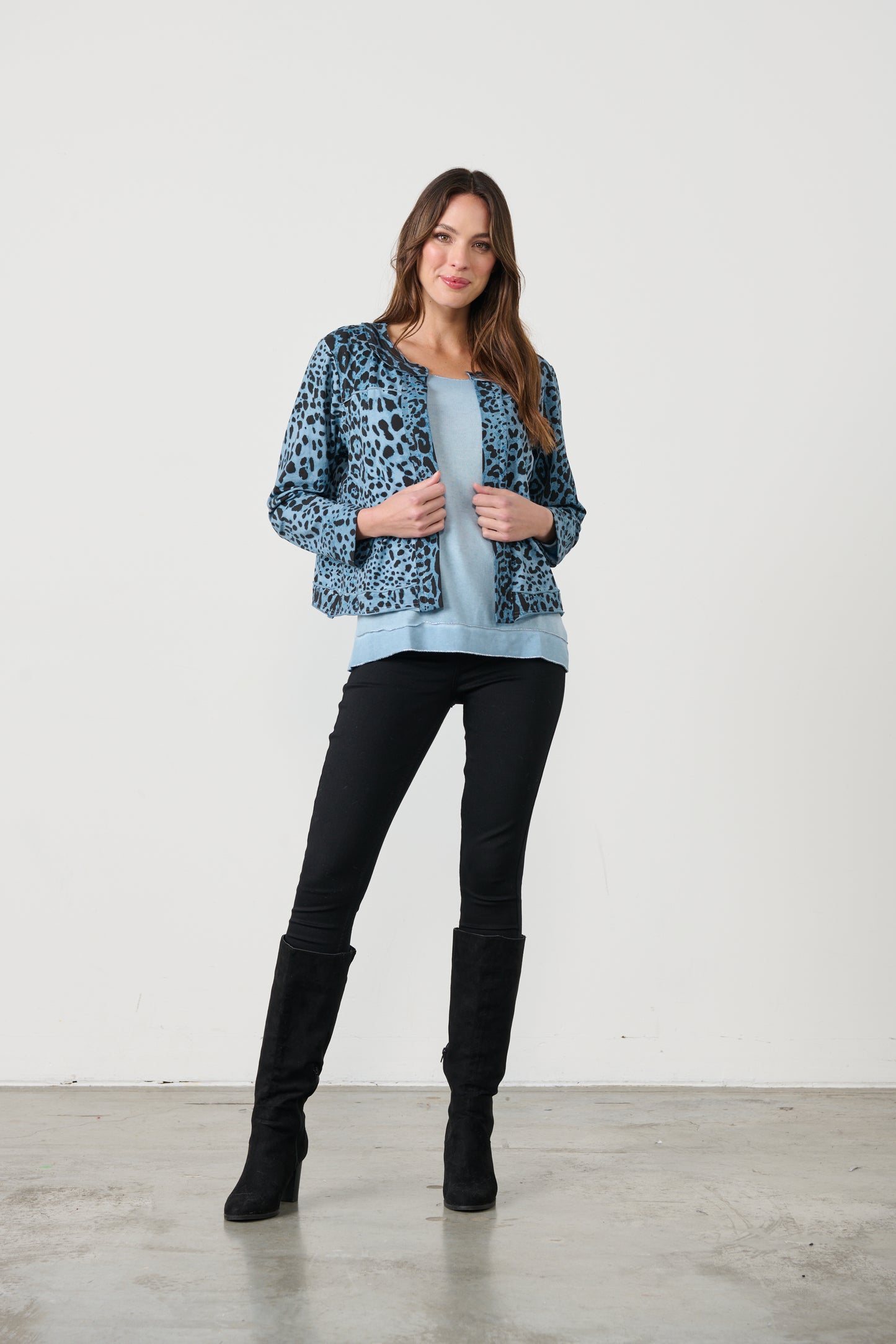 CAJU ANIMAL PRINTED JACKET IN BLUE