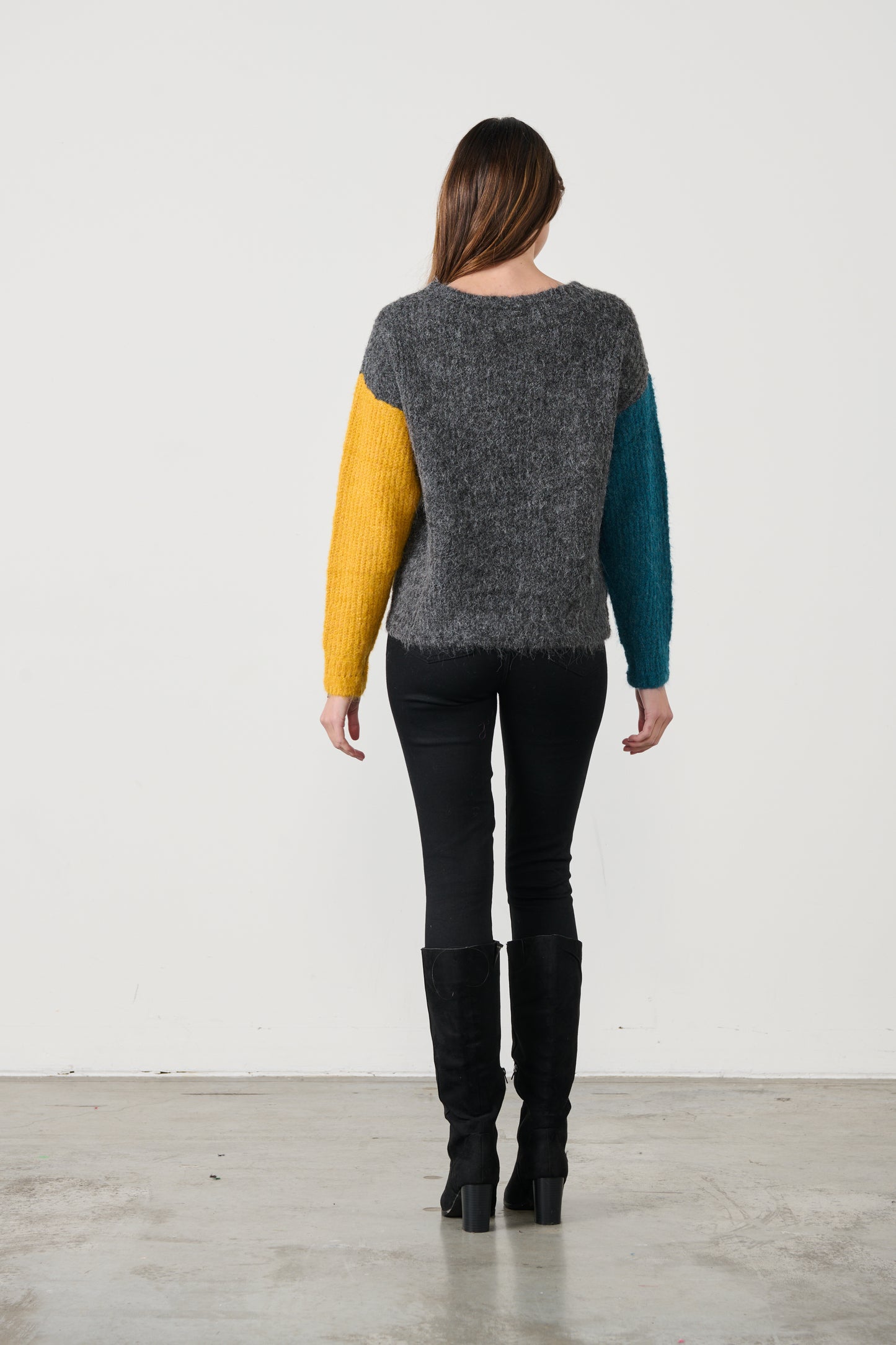 CAJU WOOL BLEND BLOCK COLOUR KNIT