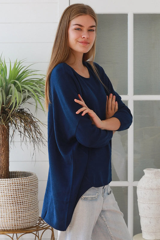 CHARLOTTE MERINO BLEND KNIT IN NAVY