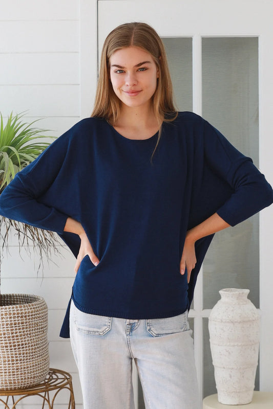 CHARLOTTE MERINO BLEND KNIT IN NAVY