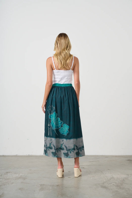 HOLMES & FALLON LOTUS TEAL SKIRT