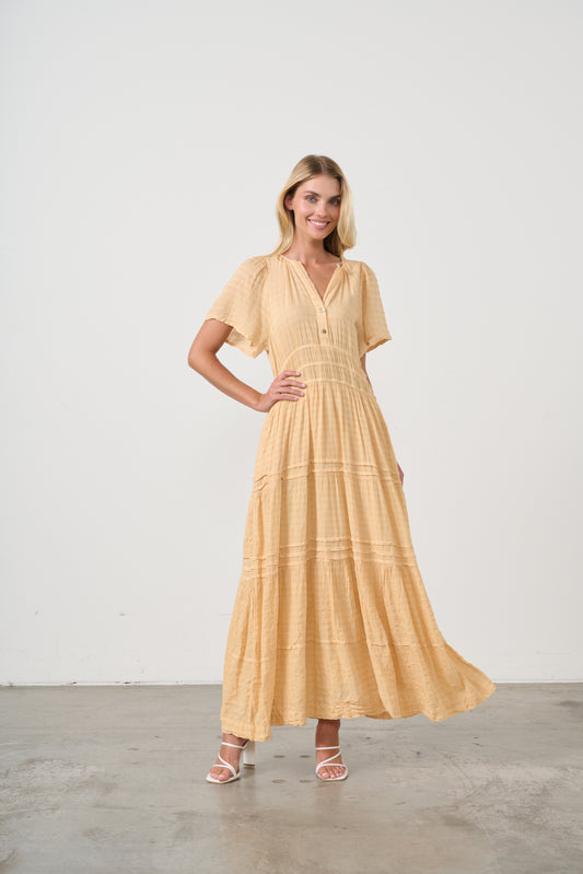 HOLMES & FALLON COTTON DRESS IN APRICOT
