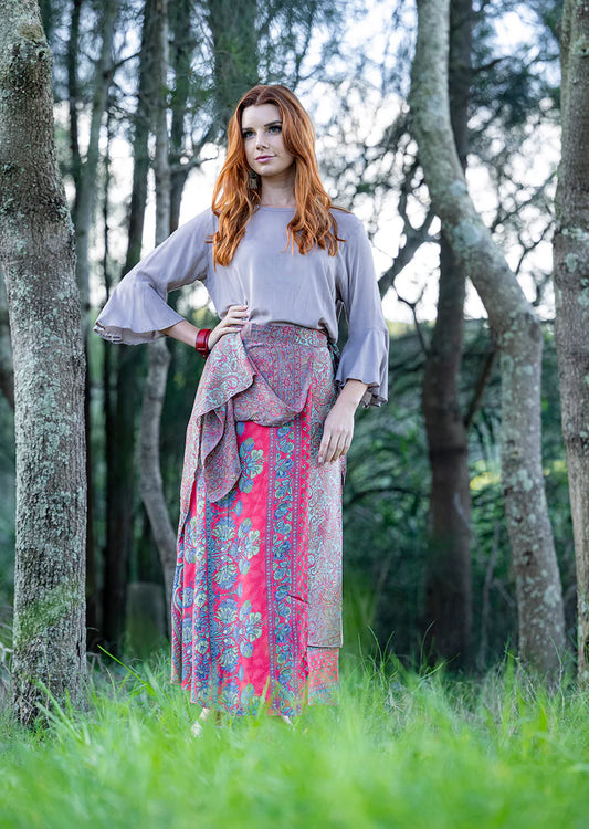 CIENNNA AUSTRALIA HOLLY WRAP SILK BLEND REVERSABLE SKIRT