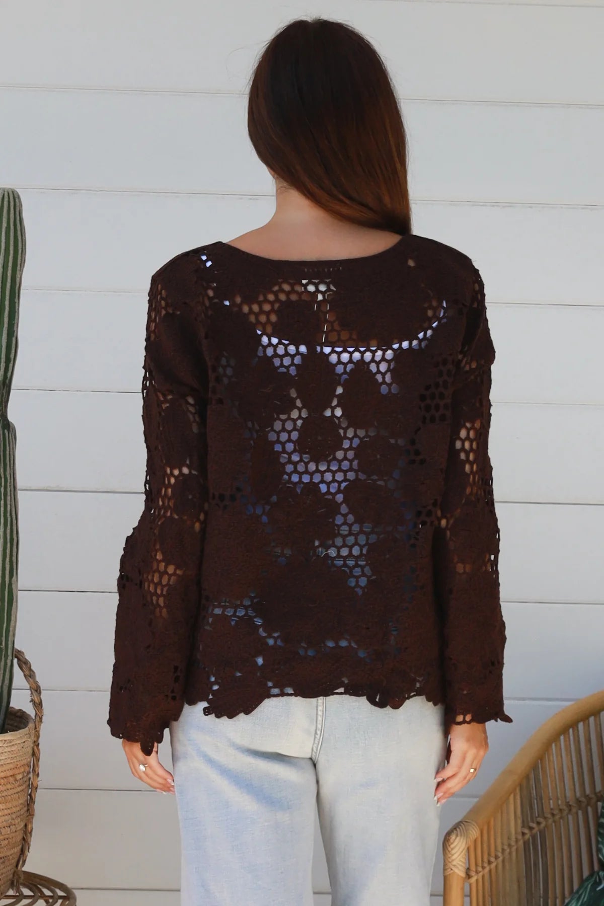 WILLOW CROCHET TOP IN BROWN