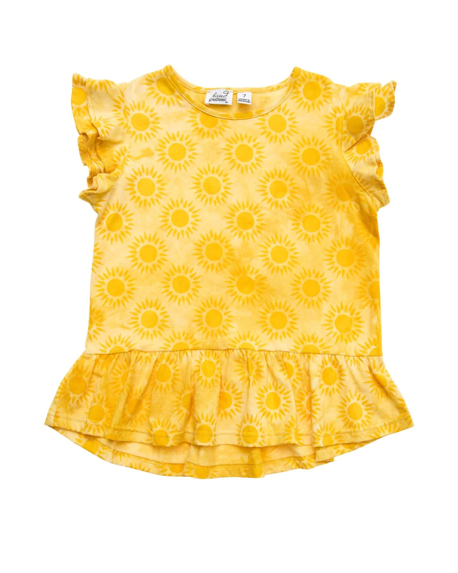 KISSED BY RADICOOL SUNSHINE TIE DYE FRILL TEE