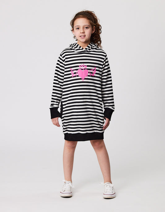 KISSED BY RADICOOL QUEEN OF HEARTS HOODED SWEATER DRESS