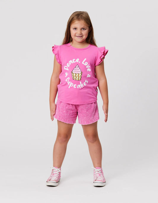 KISSED BY RADICOOL PINK CUPCAKE FRILL TEE