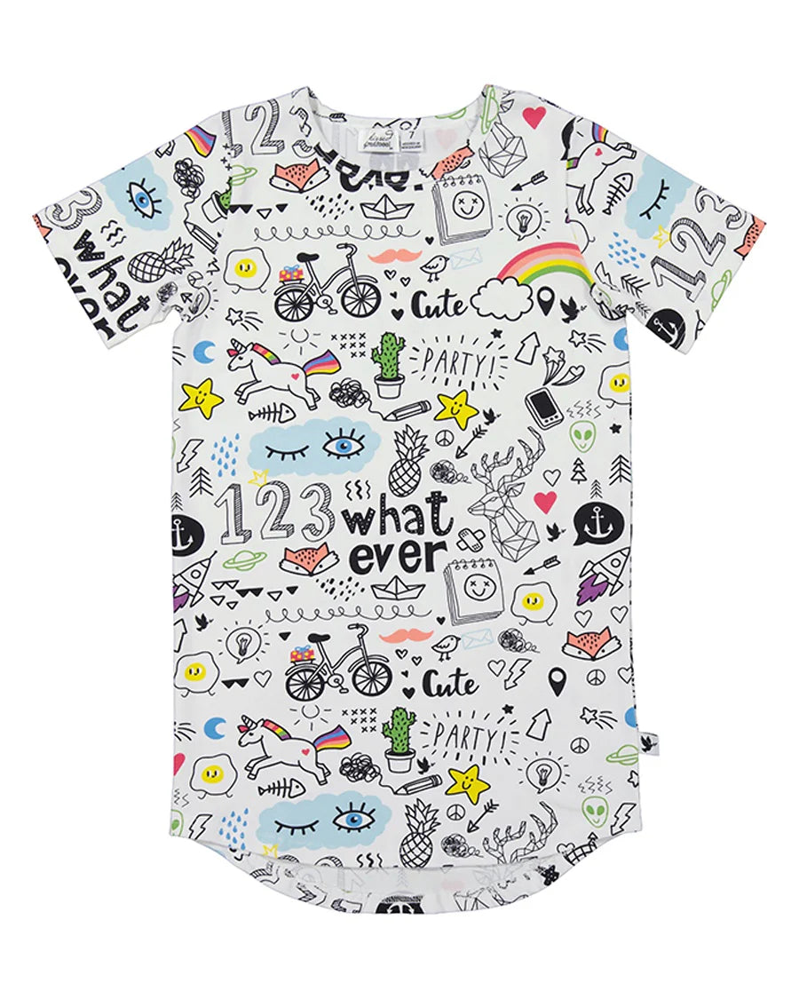 KISSED BY RADICOOL DOODLE SKATER TEE DRESS