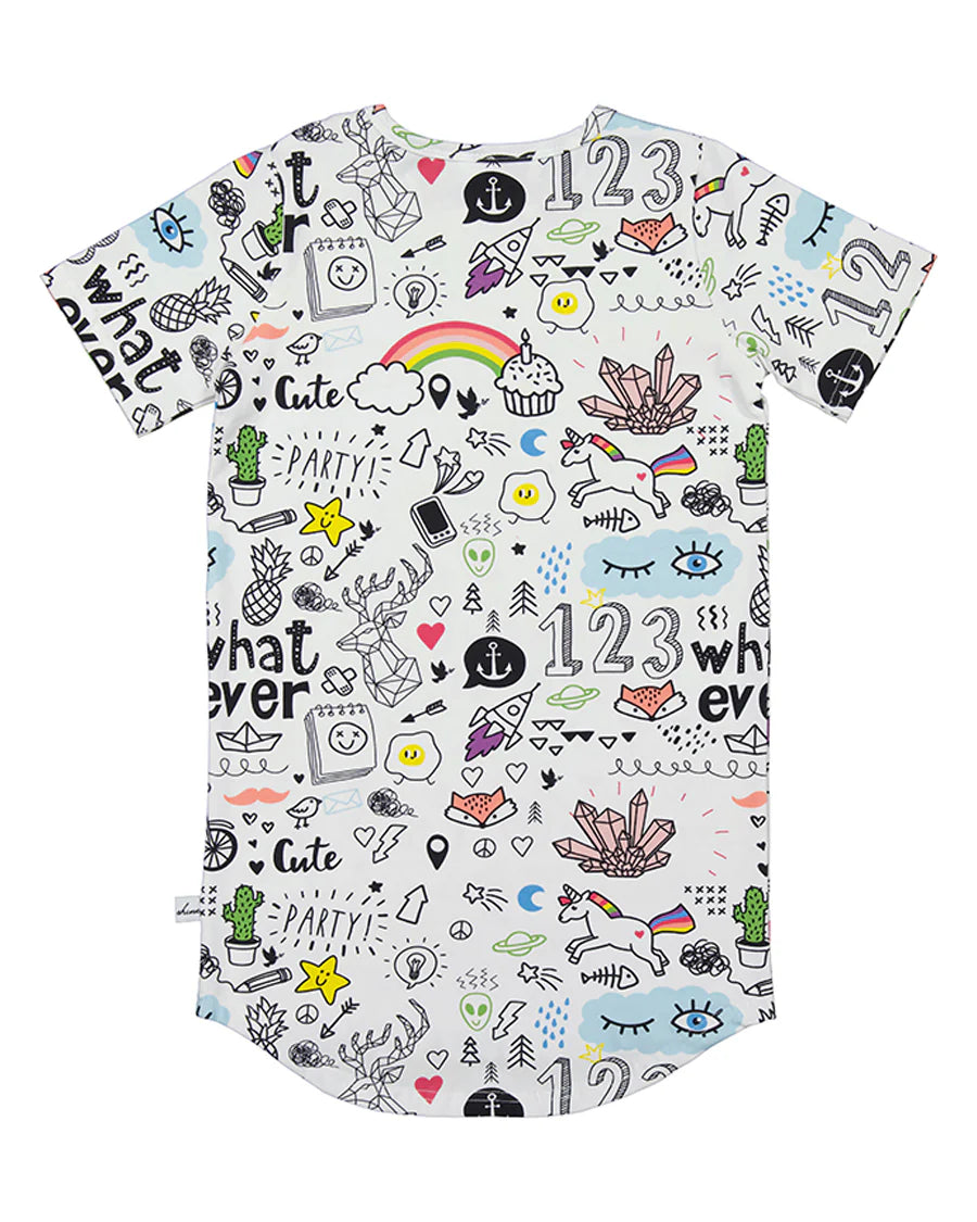KISSED BY RADICOOL DOODLE SKATER TEE DRESS