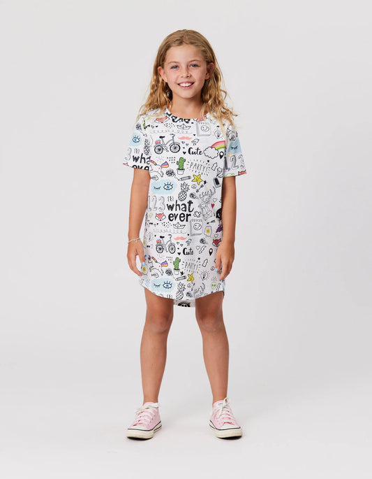 KISSED BY RADICOOL DOODLE SKATER TEE DRESS