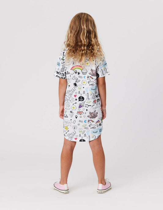 KISSED BY RADICOOL DOODLE SKATER TEE DRESS