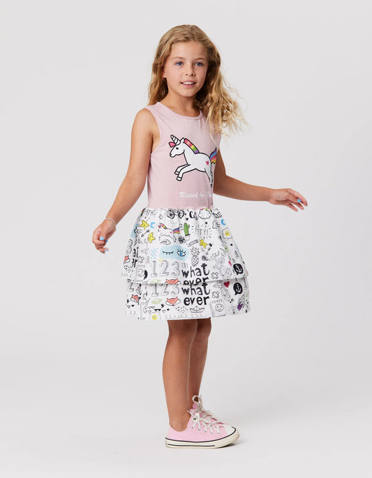 KISSED BY RADICOOL UNICORN DOODLE DRESS