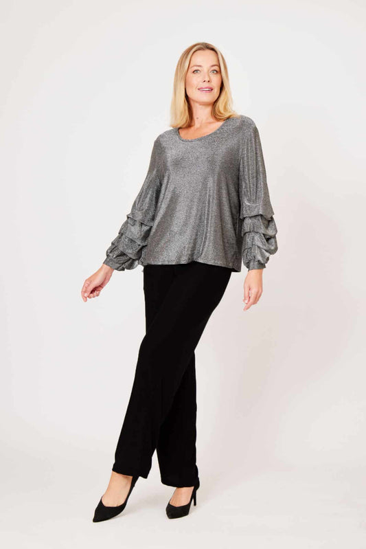 L'AMORE EVENING TOP WITH RUCHED SLEEVE