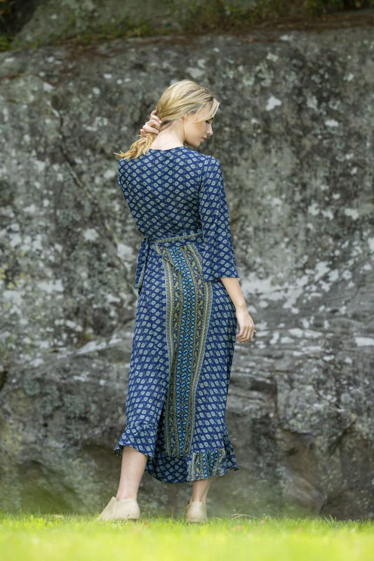 CIENNA RIPPLE SILK BLEND WRAP DRESS