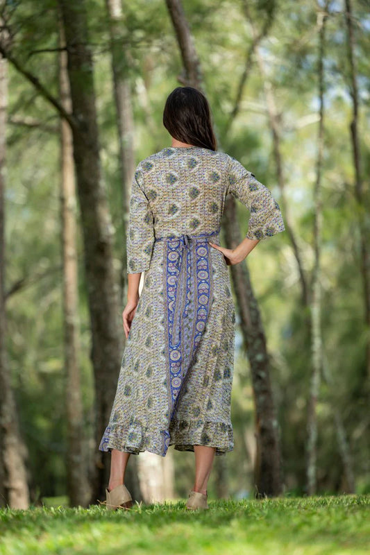 CIENNA VIOLET LONG SLEEVE WRAP DRESS