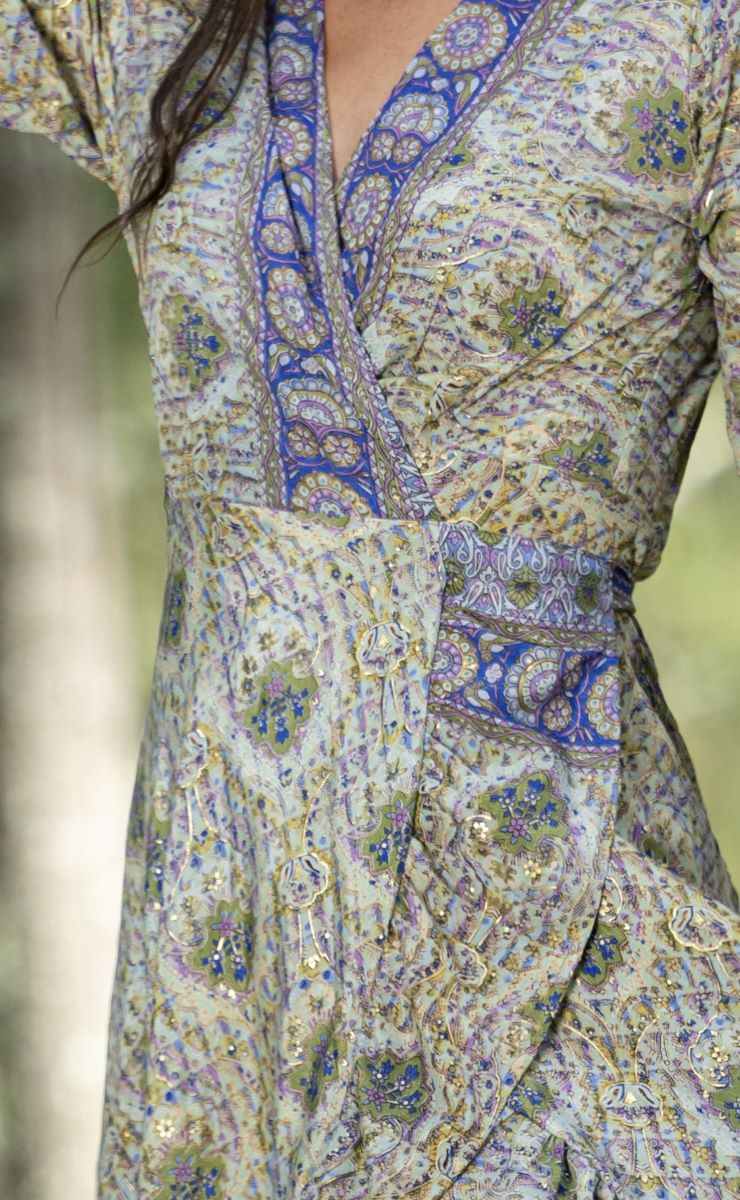 CIENNA VIOLET LONG SLEEVE WRAP DRESS