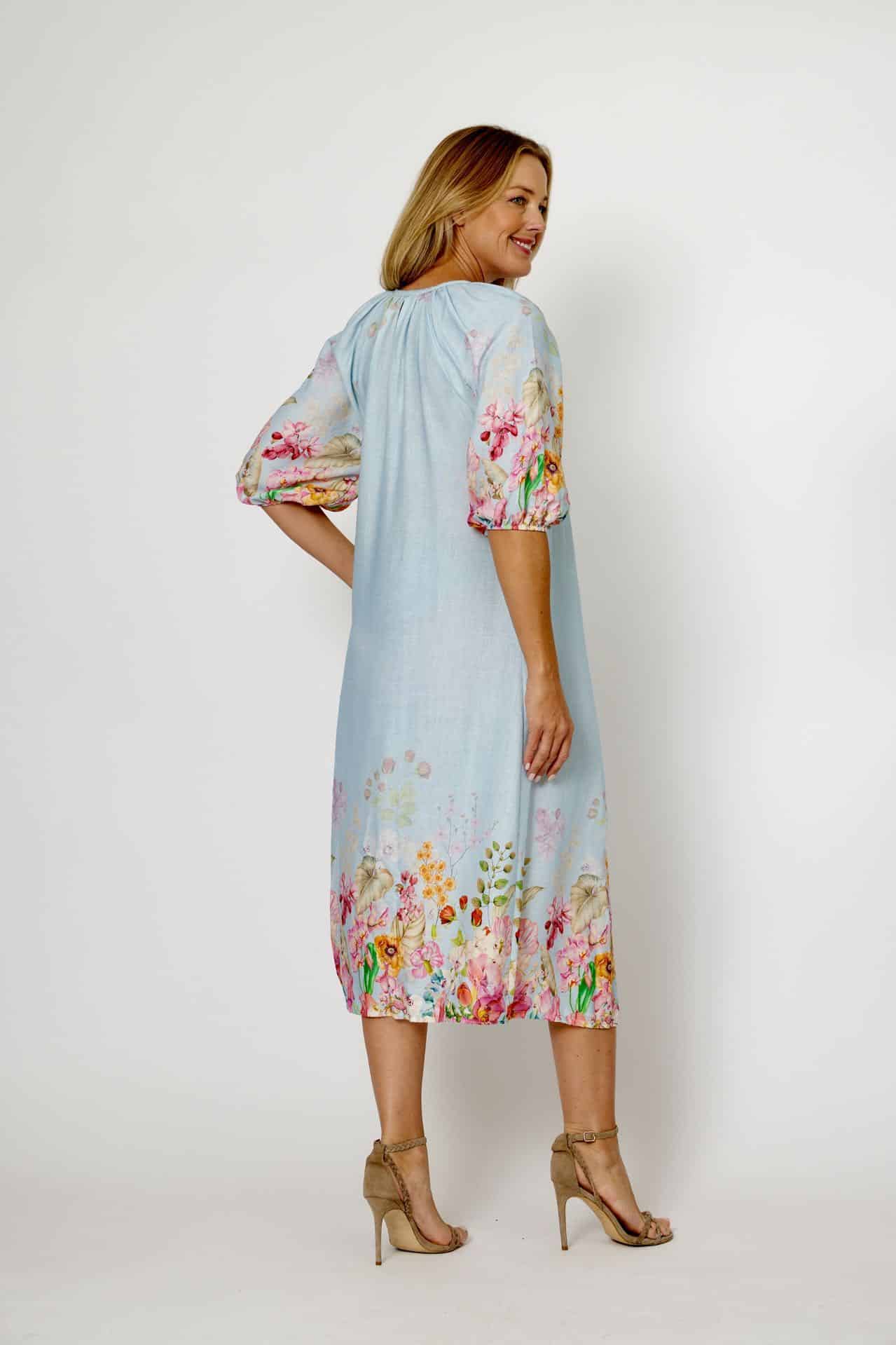 LA STRADA COTTON TIED NECKLINE FLORAL PRINT DRESS