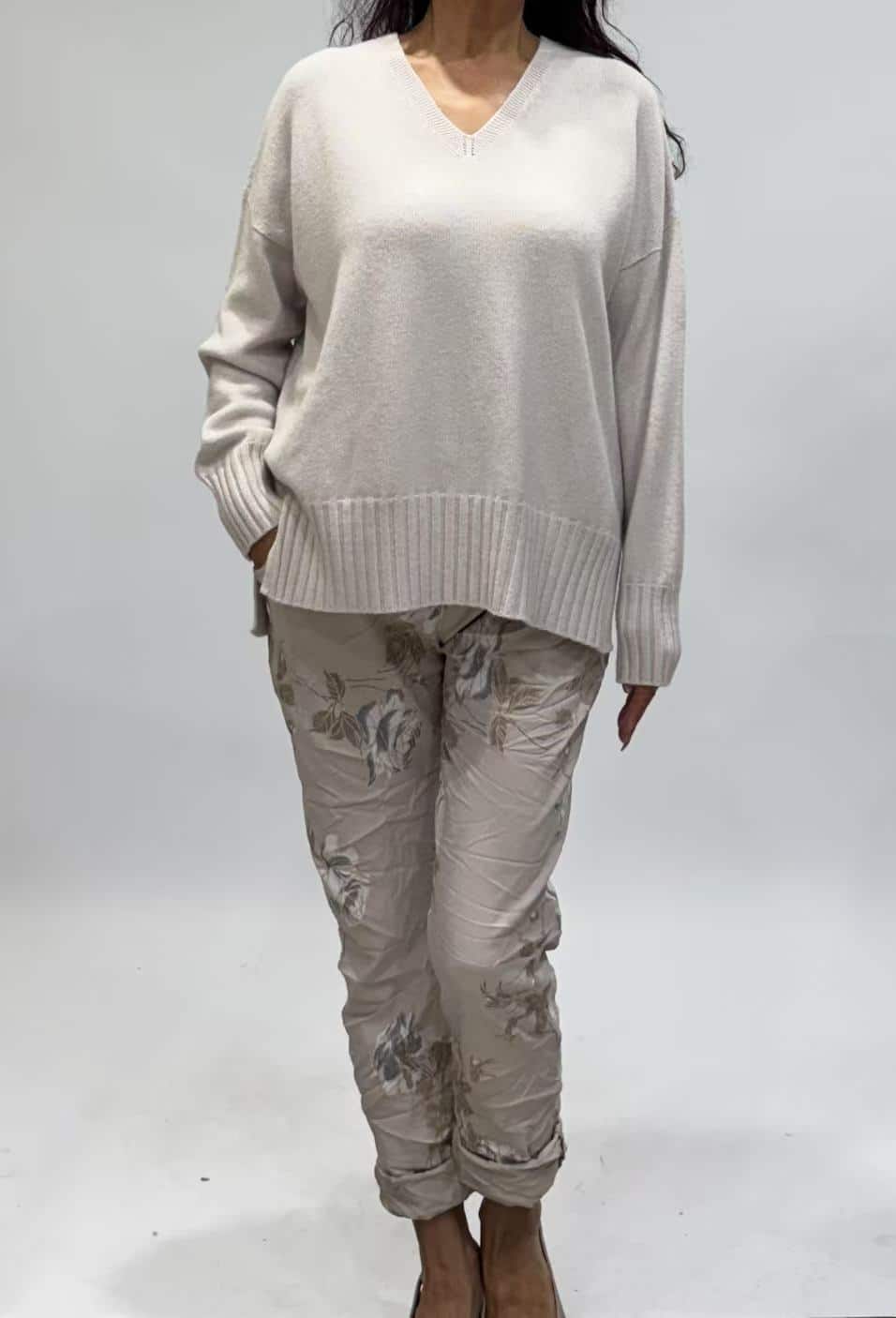 LA STRADA BEIGE FLORAL PANT