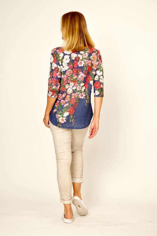 LA STRADA MULTI FLORAL TOP WITH A LITTLE SPARKLE TO IT