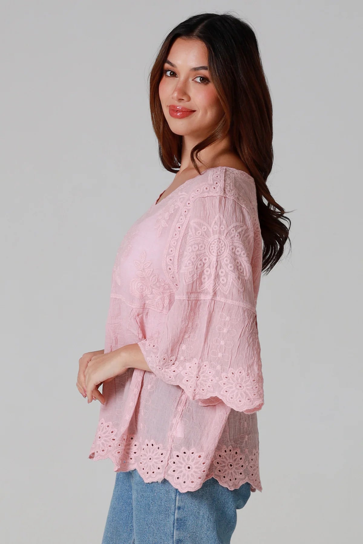 WILLOW COTTON TOP IN PINK COTTON