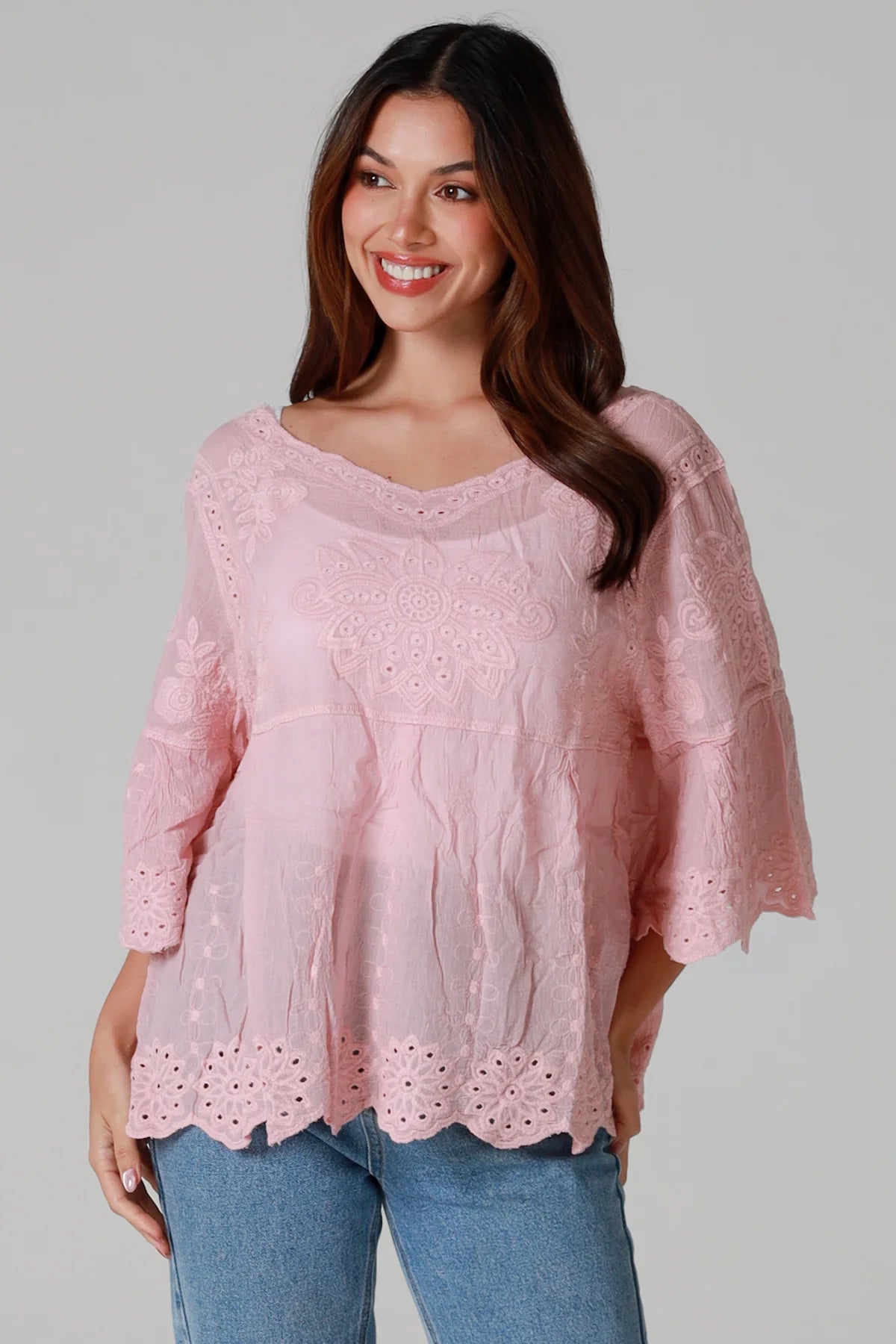 WILLOW COTTON TOP IN PINK COTTON