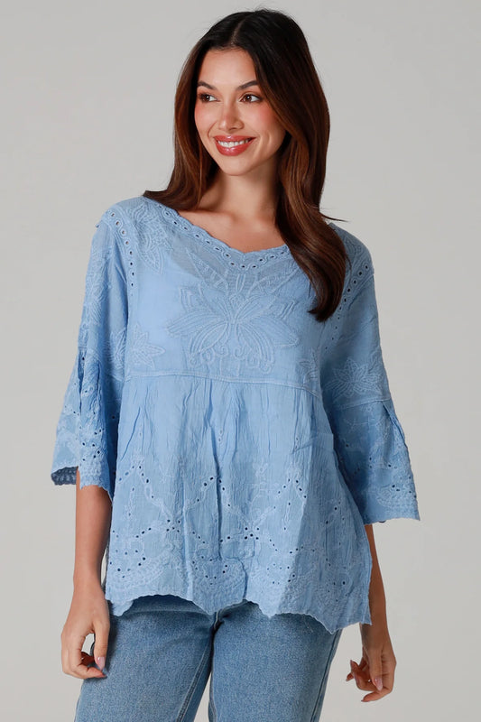 WILLOW COTTON TOP IN BLUE