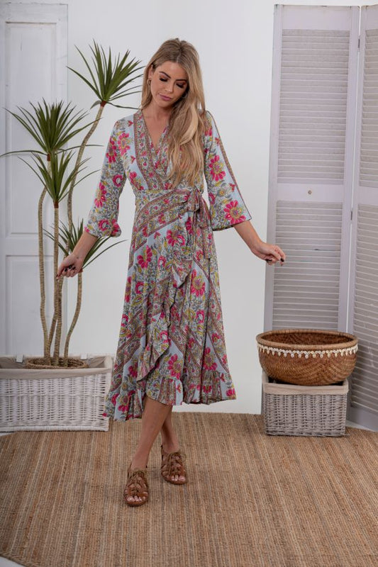 CIENNA NAOMI SILK BLEND WRAP DRESS