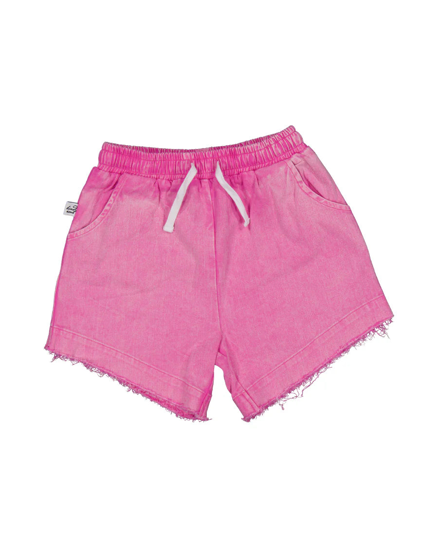 KISSED BY RADICOOL RASBERRY SORBET DENIM SHORTS