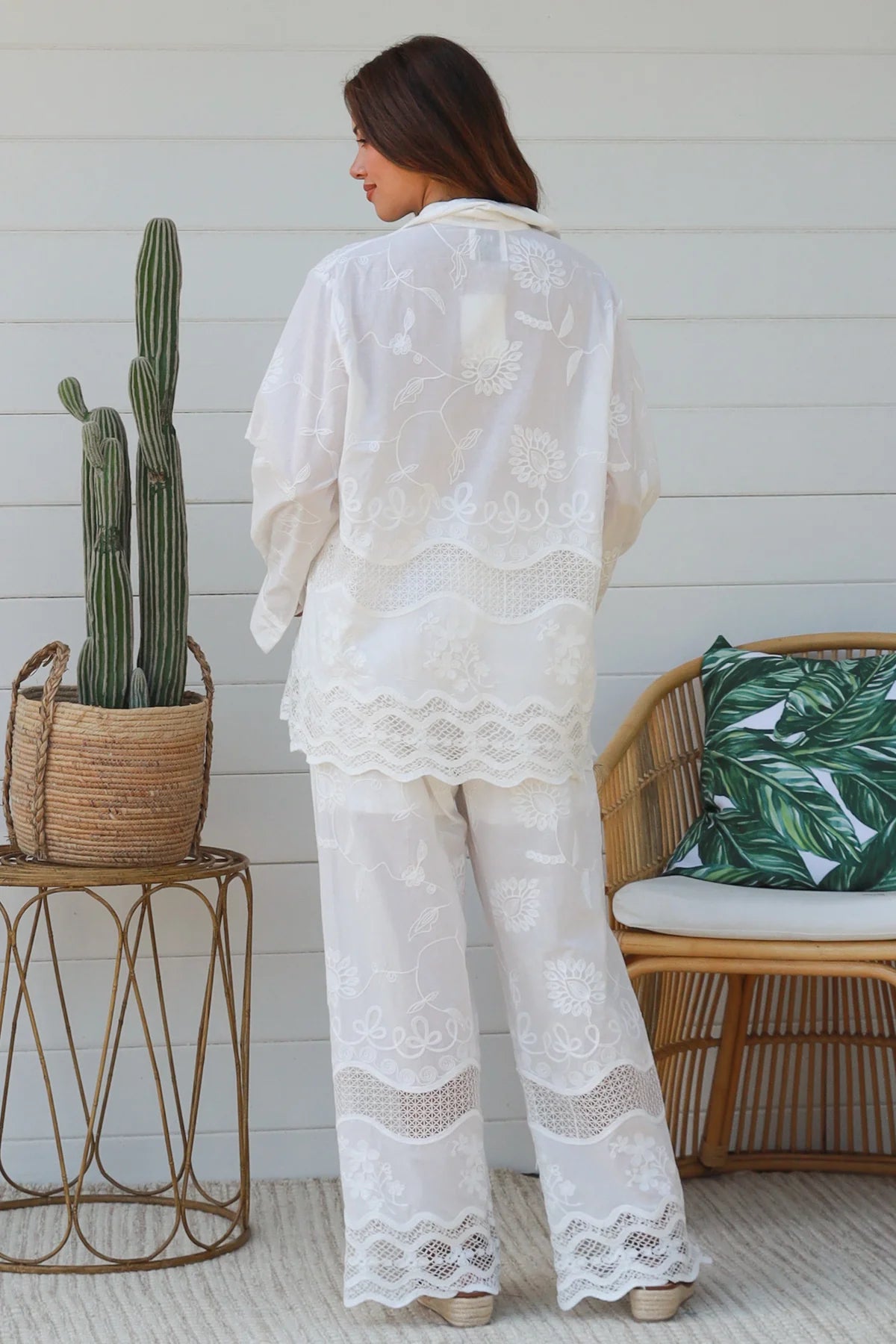 SALTY PALM EMBRIODED WHITE SHIRT