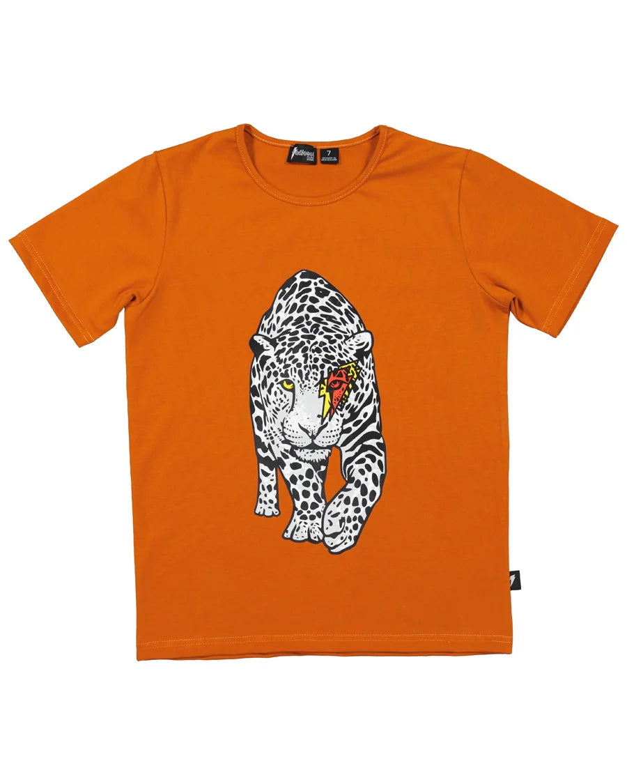 RADICOOL DUDE BOLT LEOPARD TEE IN RUST