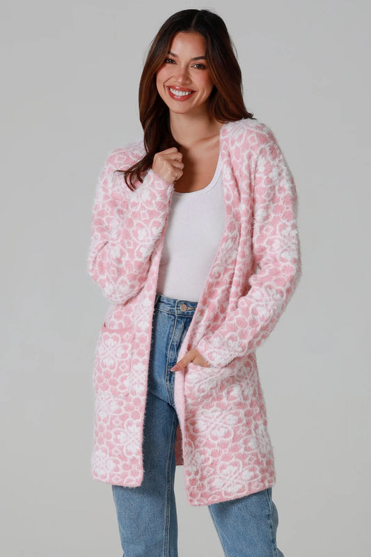 CHARLOTTE PINK PATTERN CARDI