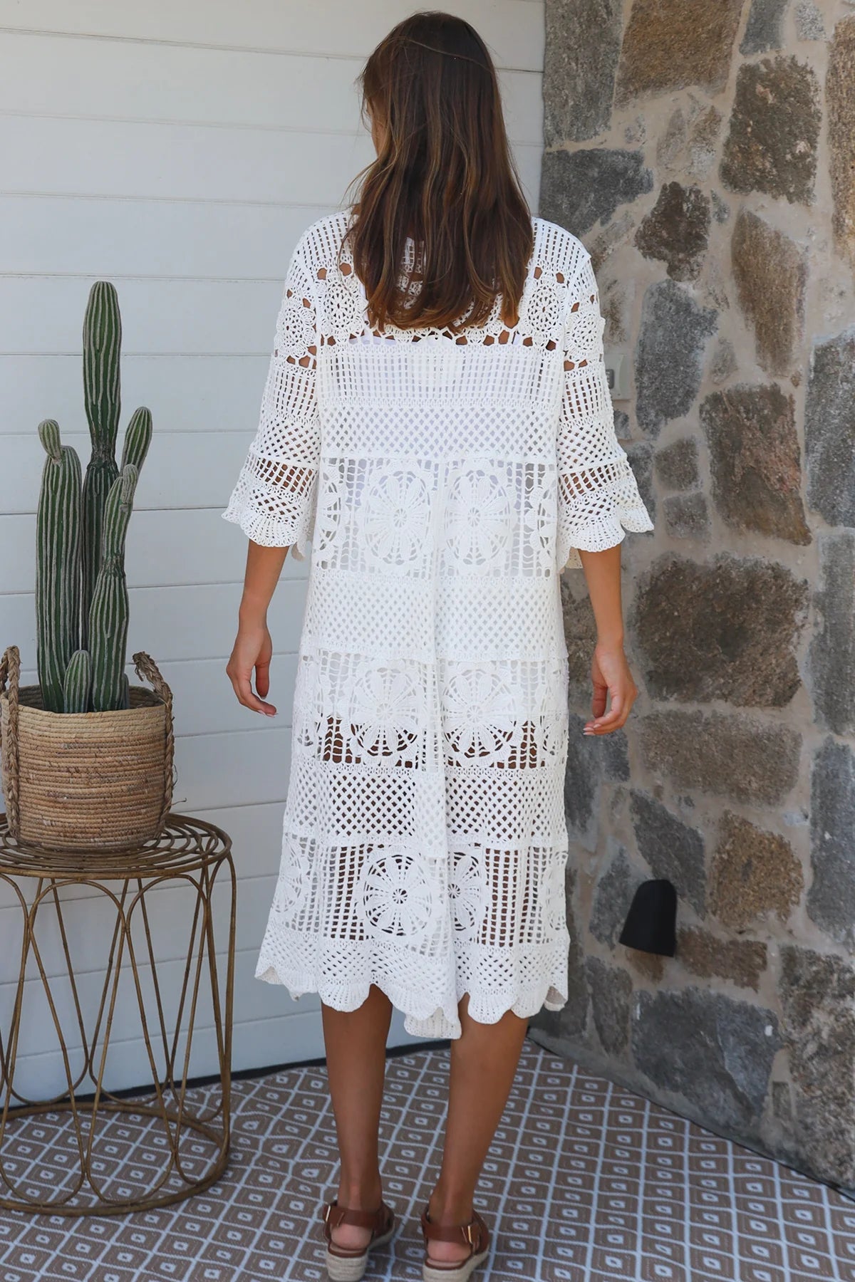 WILLOW CROCHET DRESS IN WHITE COTTON