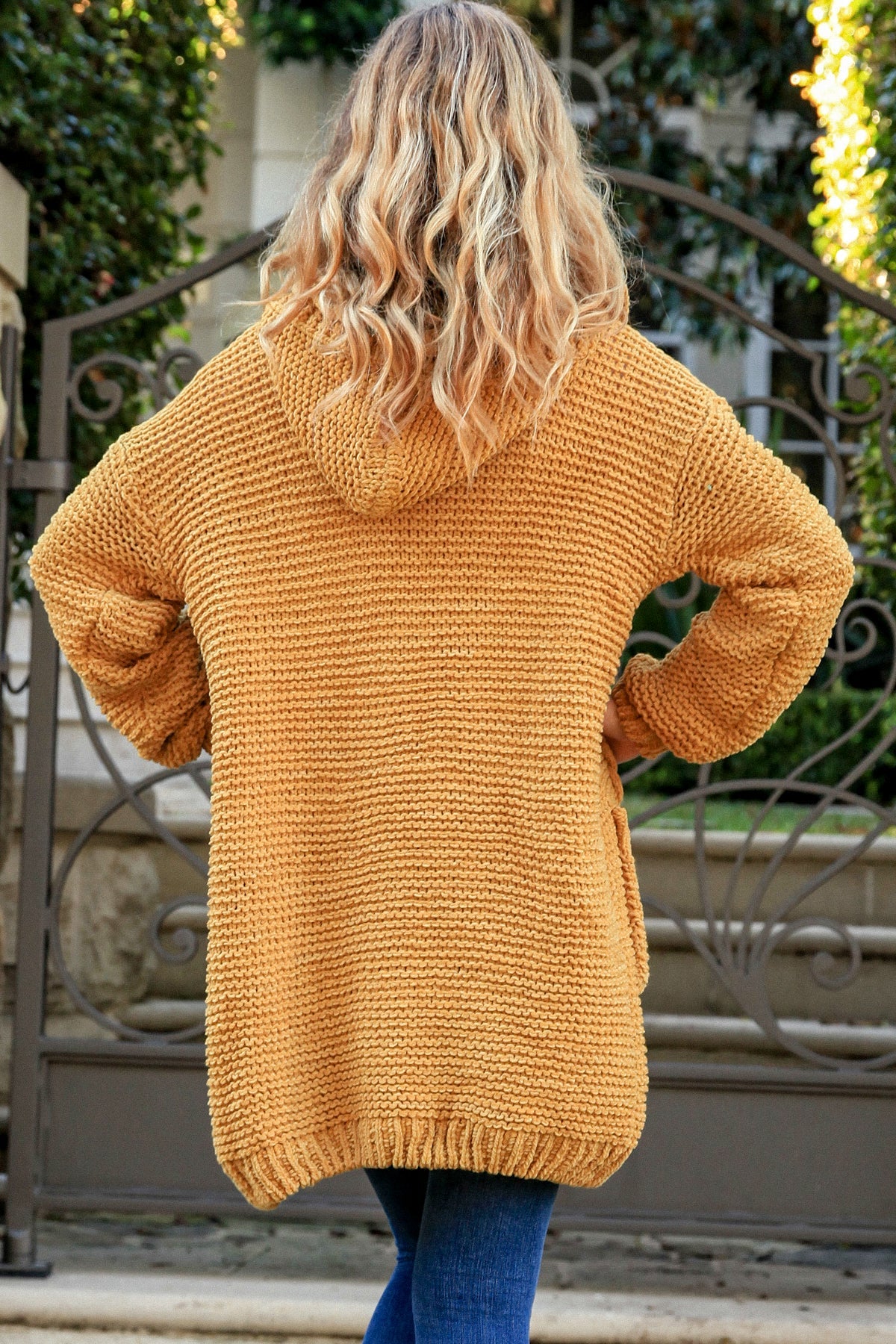 CHARLOTTE MUSTARD PLAIT WOOL BLEND CARDI