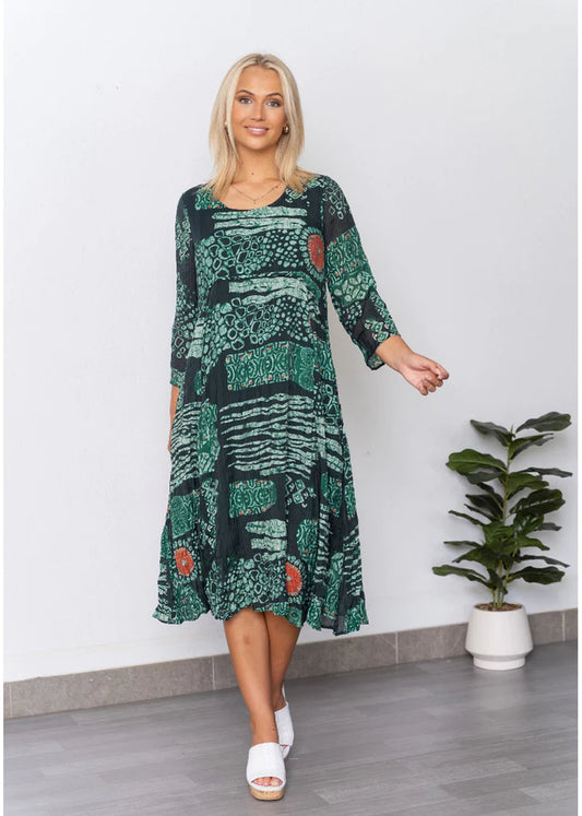 WILLLOW TREE GREEN ABSTRACT DRESS