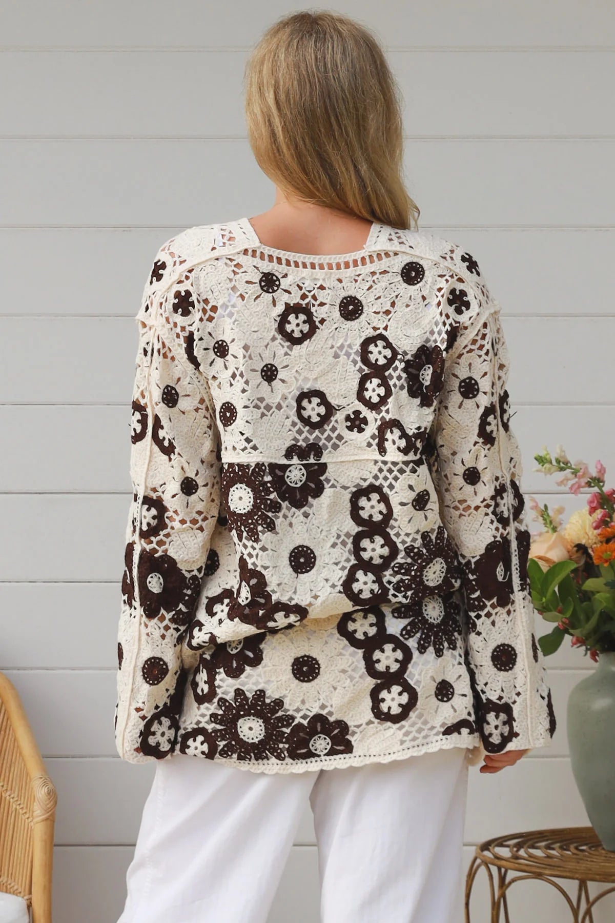 CHARLOTTE THE LABEL CROCHET CARDI IN EARTHY TONES