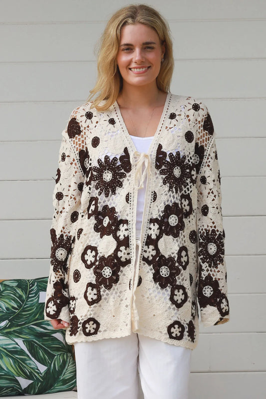 CHARLOTTE THE LABEL CROCHET CARDI IN EARTHY TONES