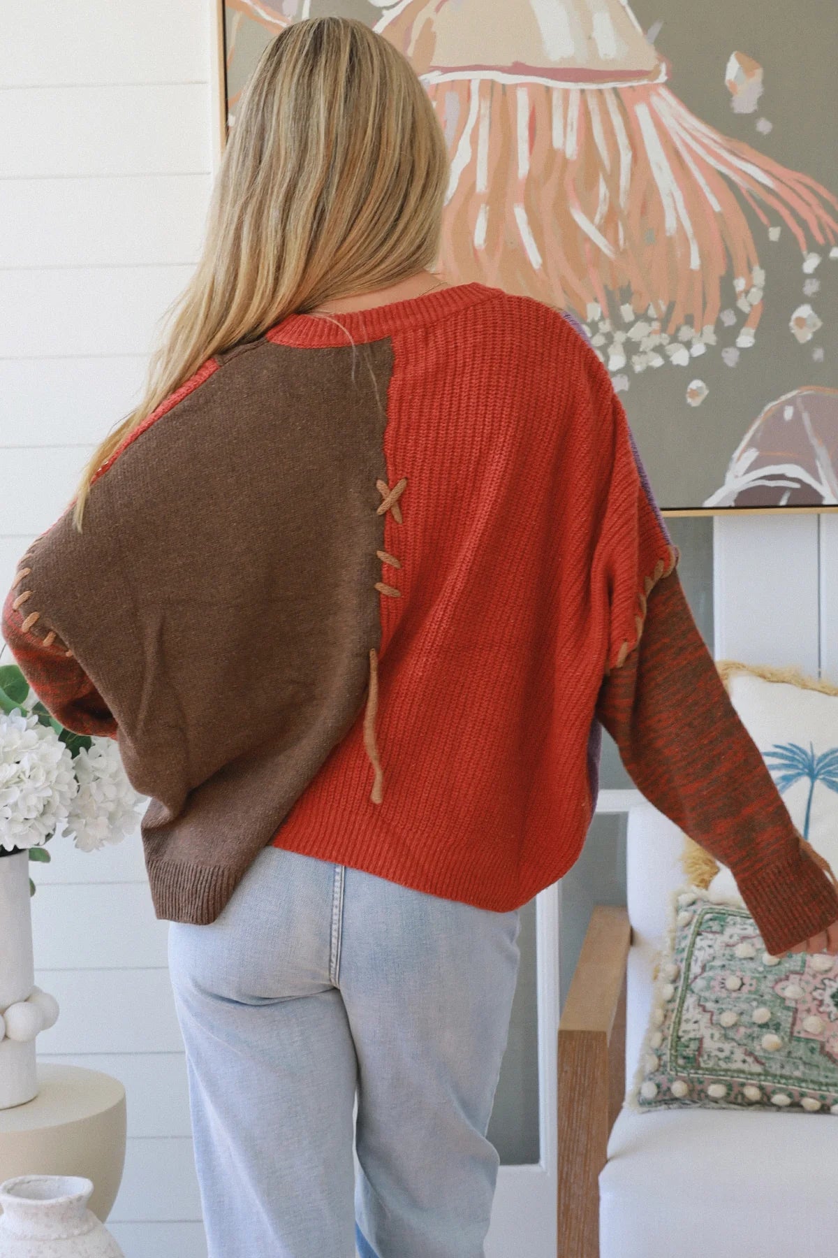 CHARLOTTE KNIT WITH LACE DETAIL - PURPLE AND EARTHY TONES