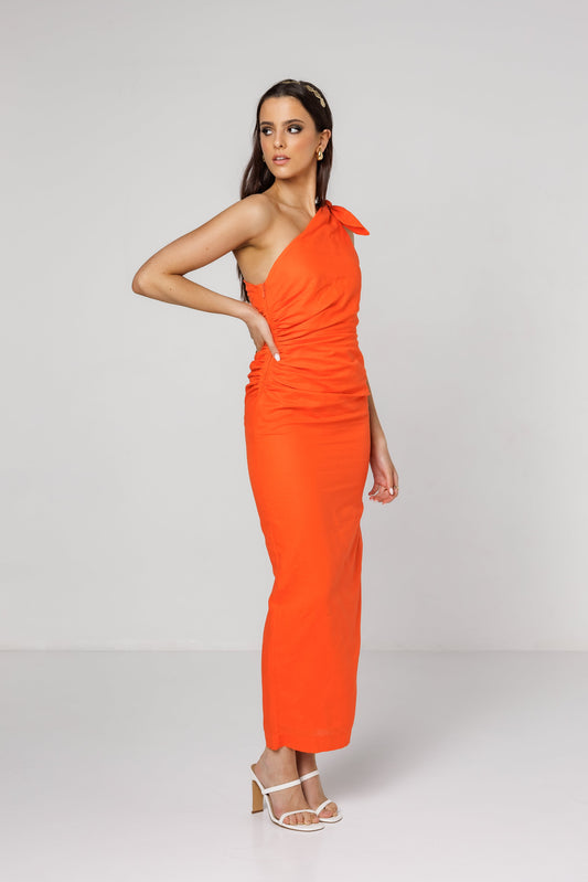 WHYTE VALENTYNE ONE SHOULDER DRESS IN ORANGE