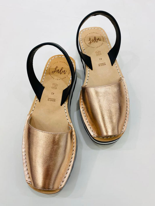 LULU AVARCAS LEATHER FLATFORM IN ROSE GOLD