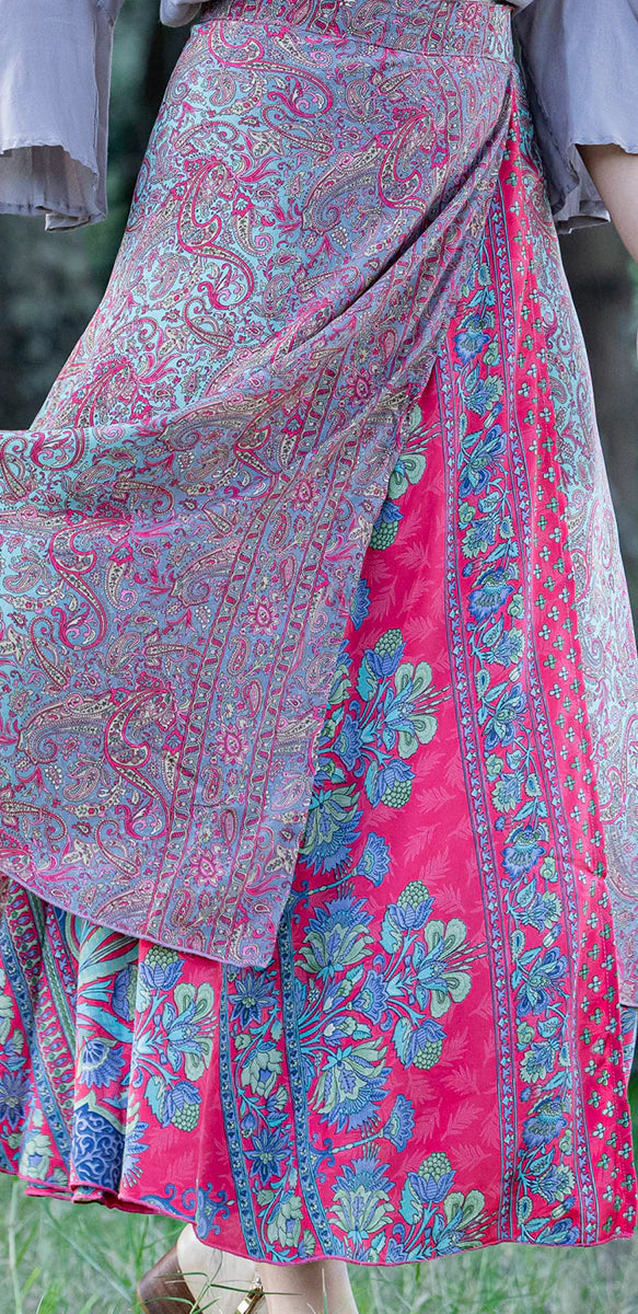 CIENNNA AUSTRALIA HOLLY WRAP SILK BLEND REVERSABLE SKIRT