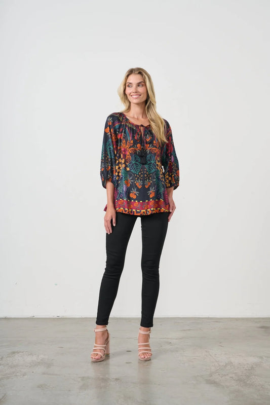 HOLMES & FALLON TIE NECK BLOUSE