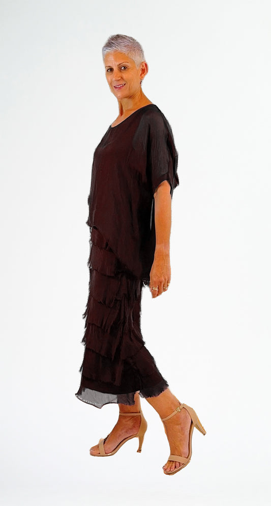 LA STRADA SILK LAYER DRESS IN MORO