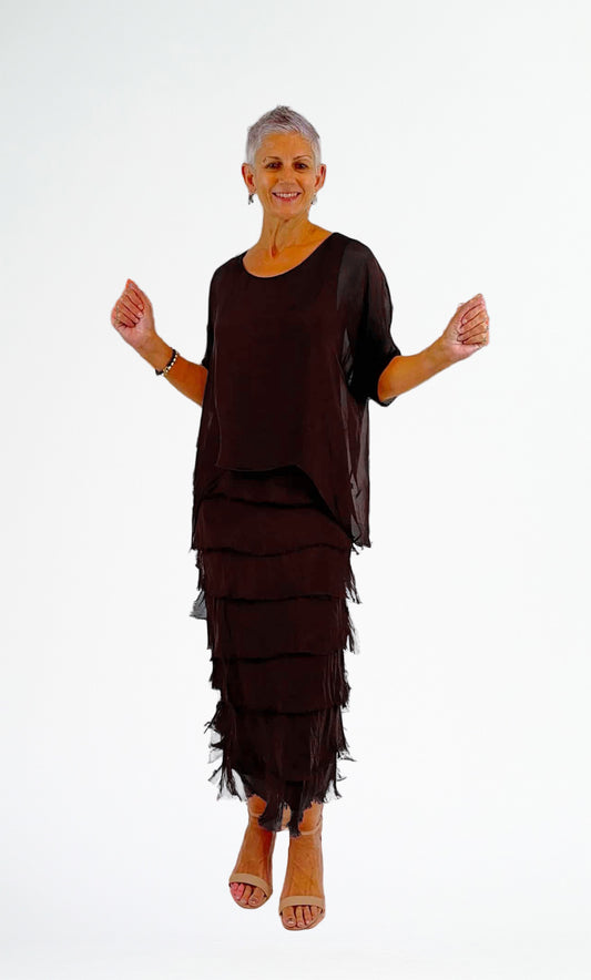 LA STRADA SILK LAYER DRESS IN MORO