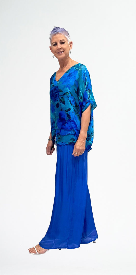 LA STRADA FLORAL SILK LAYER TOP