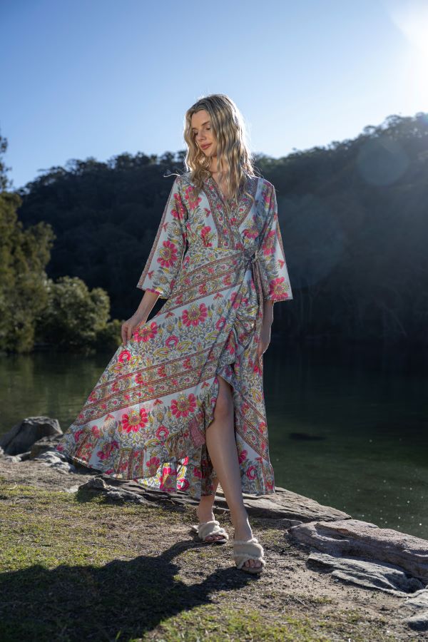 CIENNA NAOMI SILK BLEND WRAP DRESS