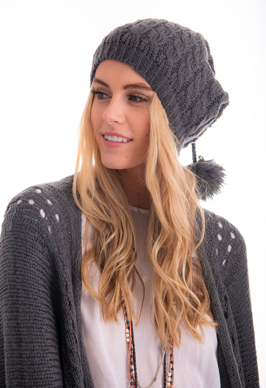 CIENNA MOHAIR BLEND POM POM BEANIE