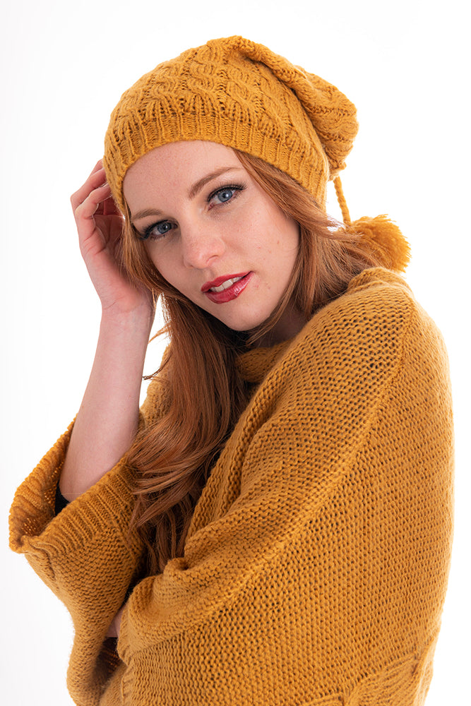 CIENNA MOHAIR BLEND POM POM BEANIE