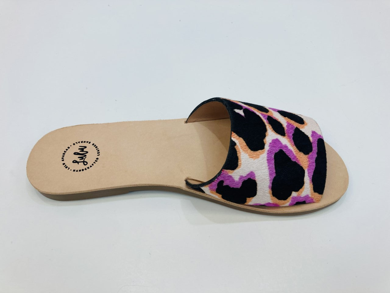LULU AVARCAS LEATHER BRIGHT ANIMAL SLIDE